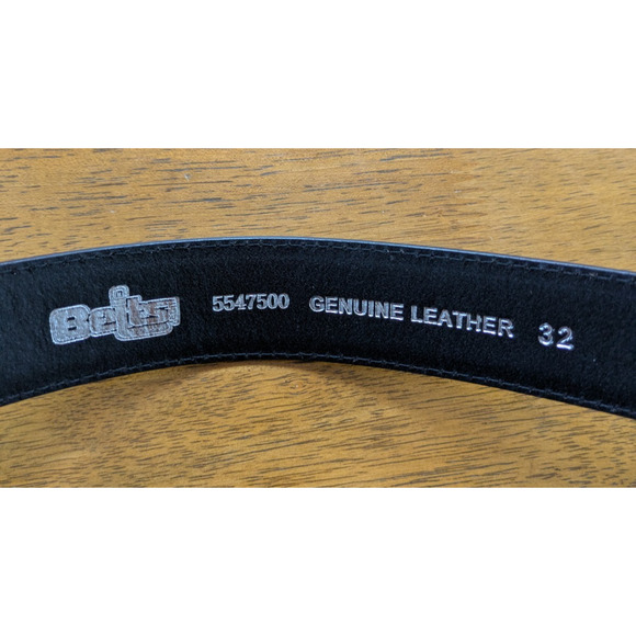 New Black Leather Belt Mixed Metal Buckle Southwestern Style 80s LA Goth Size 32 - Picture 3 of 8